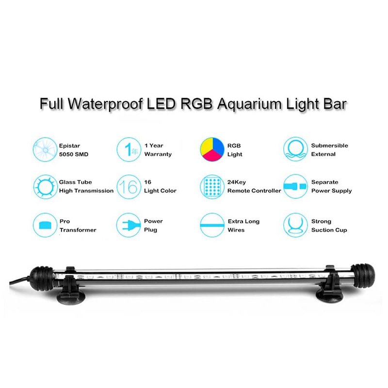 IP68 Waterproof Remote Control RGB Aquarium Lights