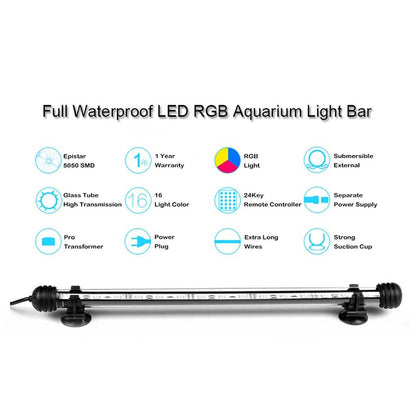IP68 Waterproof Remote Control RGB Aquarium Lights