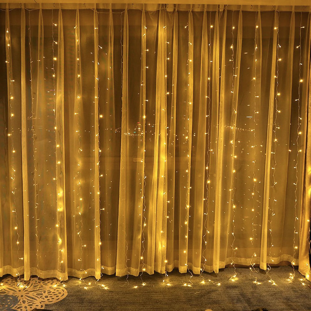 Guirlande Solaire 200 LED Blanche <br> Rideau lumineux