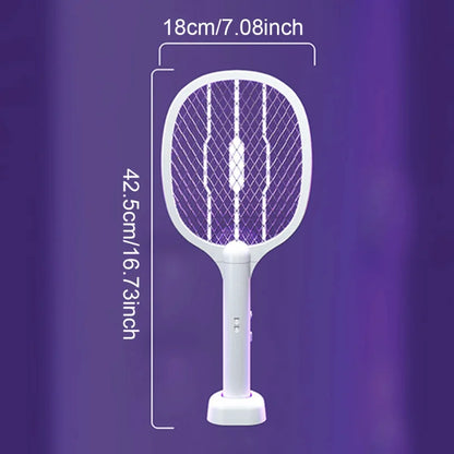 3000V Rechargeable 2-in-1 Bug Zapper – Electric Fly Swatter & UV Mosquito Lamp