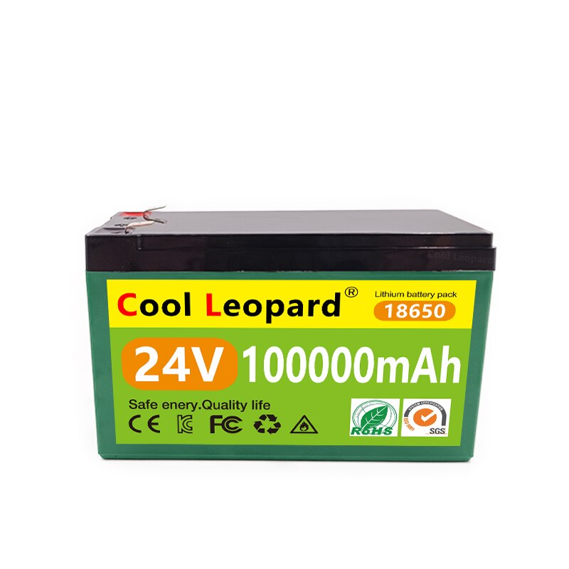 Cool Leopard NEW 24V 100AH 18650 Lithium Battery .For Lnverter Solar Street Light E-Bike Scooter+ 25.2V 2A Charger Built-In BMS