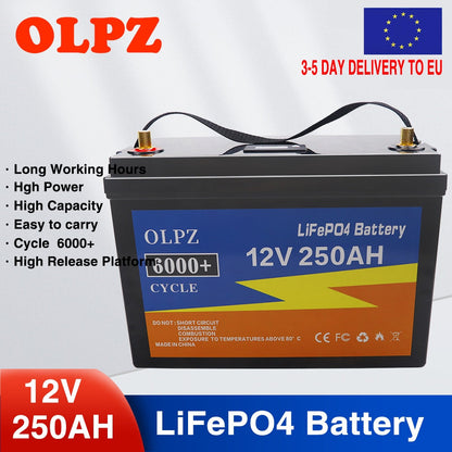12V 400Ah 300Ah 250Ah 100AH LiFePO4 Lithium Iron Phosphate Battery Built-in BMS 6000+ Cycles For Campers Golf Cart Solar Storage