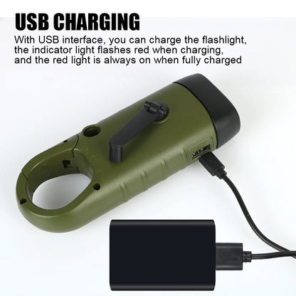 LED Flashlight Solar Flashlight For Fishing Boating Hiking Survival Gear Power Bank Rechargeable Emergency Hand Crank Dynamo