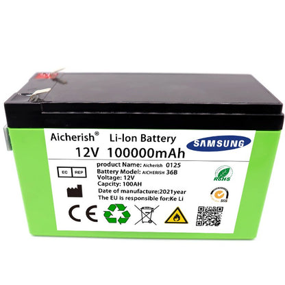 Aicherish 12V 60AH 18650 Lithium Battery Is Suitable For Solar Energy And Electric Vehicle Battery + 12.6V 3A Charger