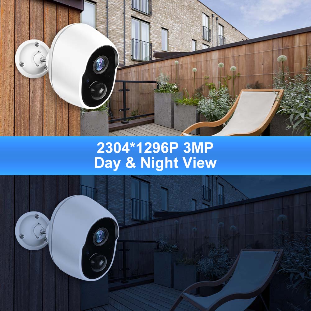 3MP Tuya Smart Life 5200/9000mAh Rechargeable Battery Solar Outdoor WIFI IP65 1080P Surveillance Security Siren Camera