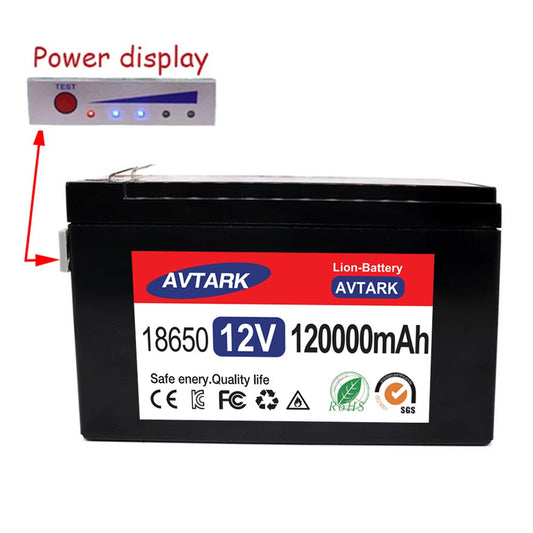 2023 Upgraded 12V 120Ah Built-In High Current 30A BMS 18650 Lithium Battery Pack For Solar Panels Batterie electric vehicle