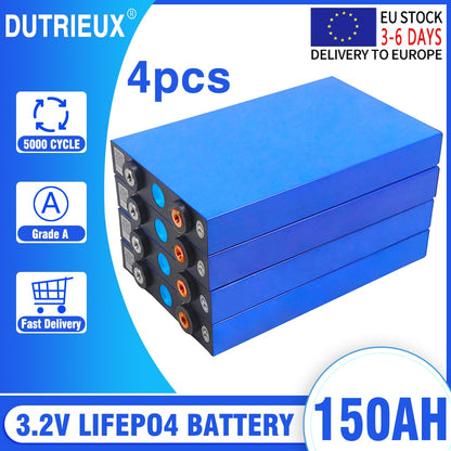 4/8pcs 3.2V 240Ah 200Ah 150Ah 100Ah LiFePO4 Lithium Iron Phosphate Battery Pack For 12V Solar Storage Cells EU 7 Days Delivery
