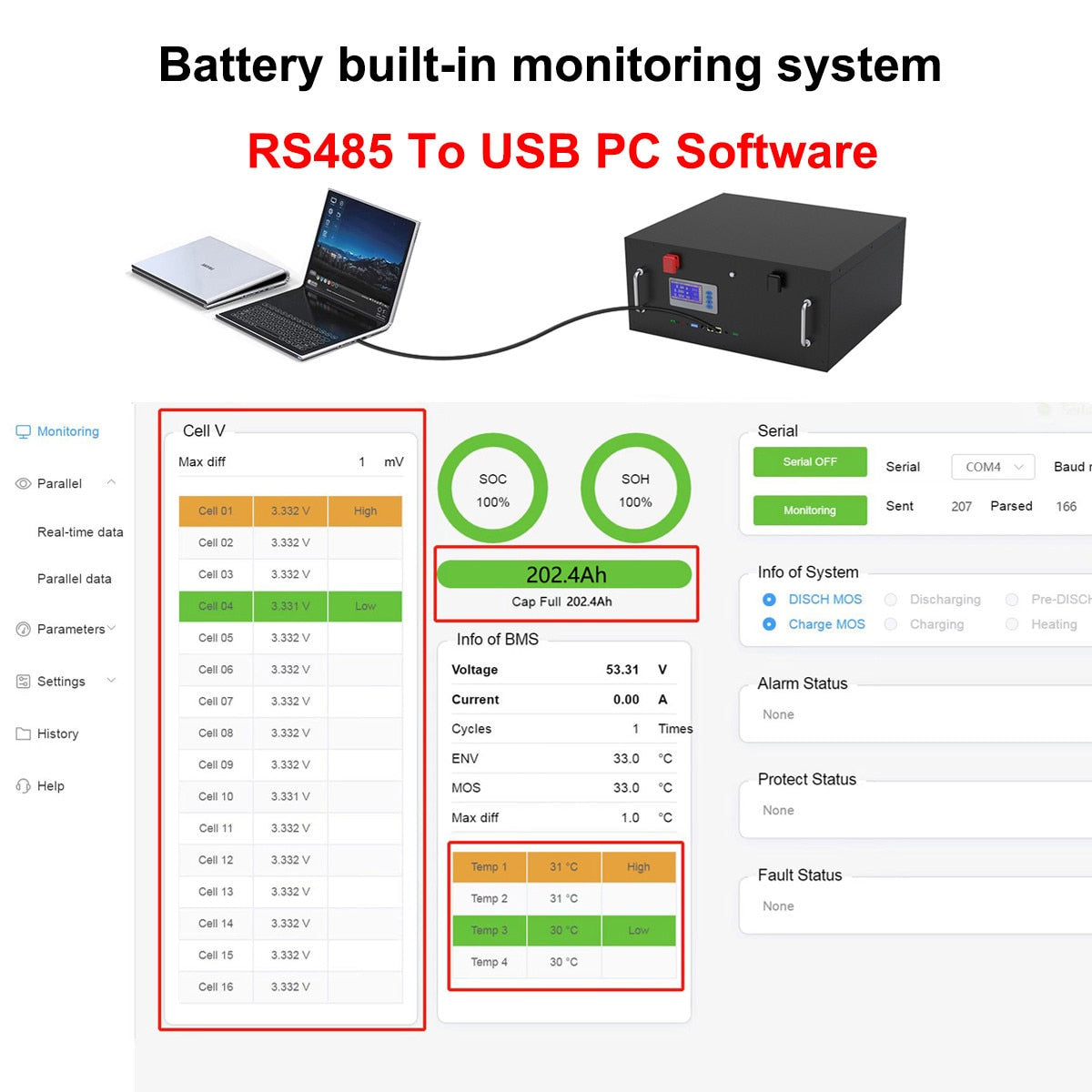 LiFePO4 48V 200AH Battery Pack Max 32 Parallel 10KWH Built-in BMS With CAN RS485＞6000 Cycles For Solar 10 Year Warranty Tax Free