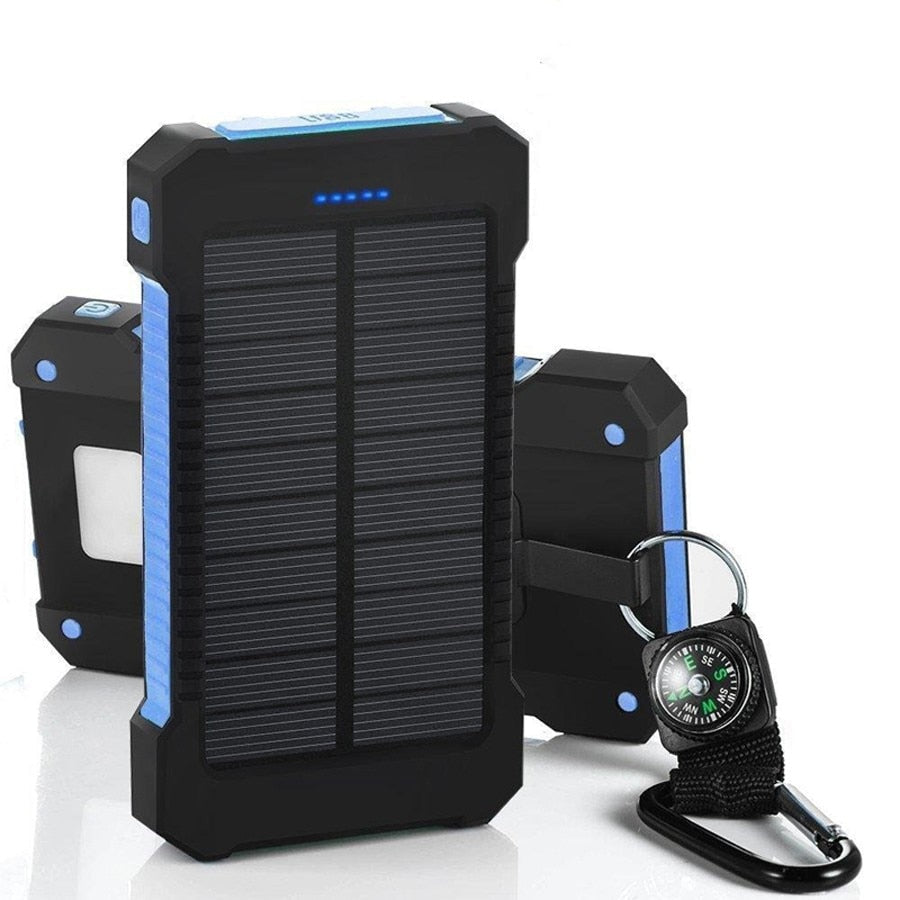 Solar Power Bank Waterproof 50000mAh Solar Charger USB Ports External Charger Powerbank for Xiaomi 5S Smartphone with LED Light