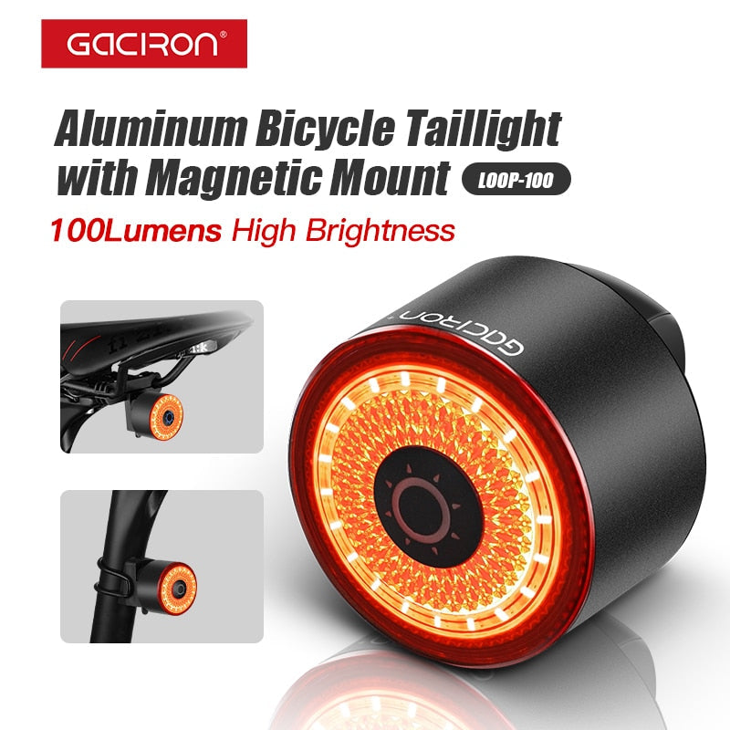 Gaciron LOOP-100 Smart Brake Bike Tail light  - Bicycle Rear Light Magnetic Mounting For Seat Tube & Saddle Waterproof Bike Lamp