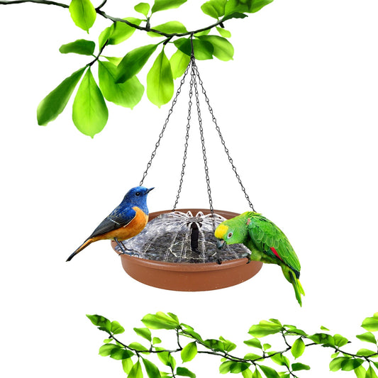 Solar Water Fountain with 6 Nozzles Waterproof Solar Powered Fountain Pump with Hanging Tray Hanging Bird Bath Fountain with