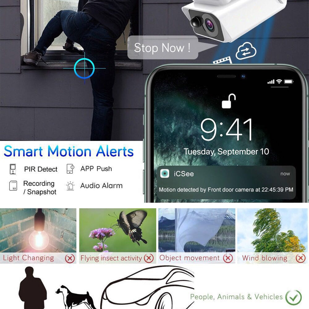 BYSL 4MP Solar Camera - Outdoor Wireless Battery Powered Full Color Night Vision Surveillance Security Protection CCTV PIR IP Camera