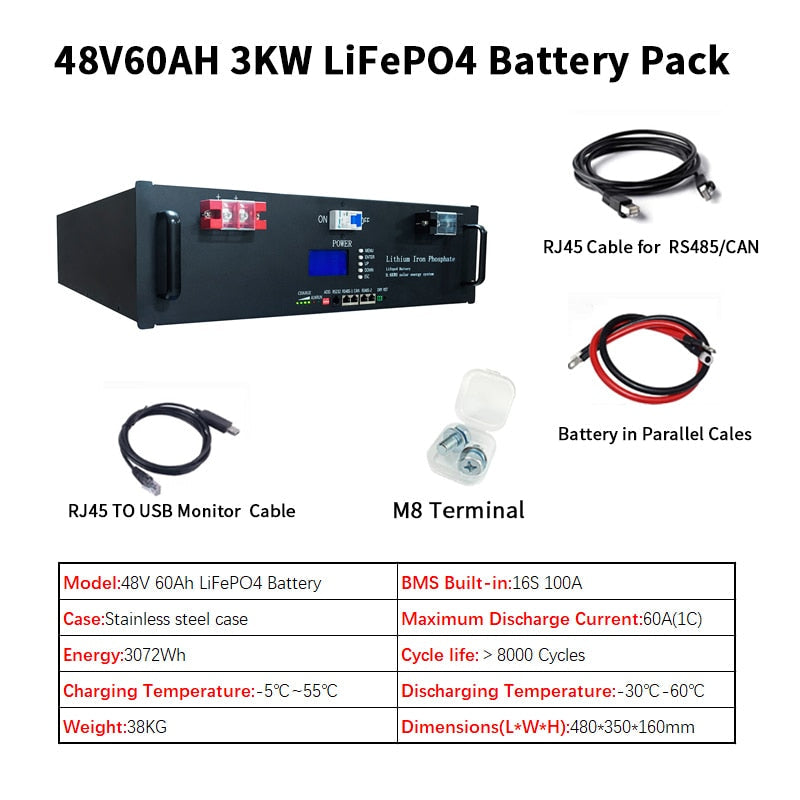 Great Pack 48V 200Ah LiFepo4 Household Power Energy Storage 10KWH Battery Long Service Life Solar UPS System