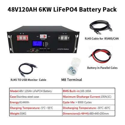 Great Pack 48V 200Ah LiFepo4 Household Power Energy Storage 10KWH Battery Long Service Life Solar UPS System