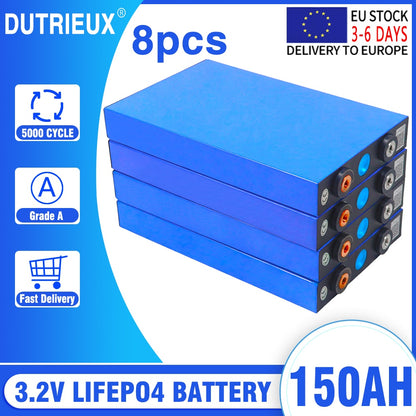 4/8pcs 3.2V 240Ah 200Ah 150Ah 100Ah LiFePO4 Lithium Iron Phosphate Battery Pack For 12V Solar Storage Cells EU 7 Days Delivery