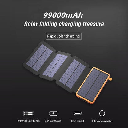 100000mAh Waterproof Solar Power Bank Outdoor Camping Portable Folding Solar Panels 5V 2A USB Output Device Sun Power For Phone