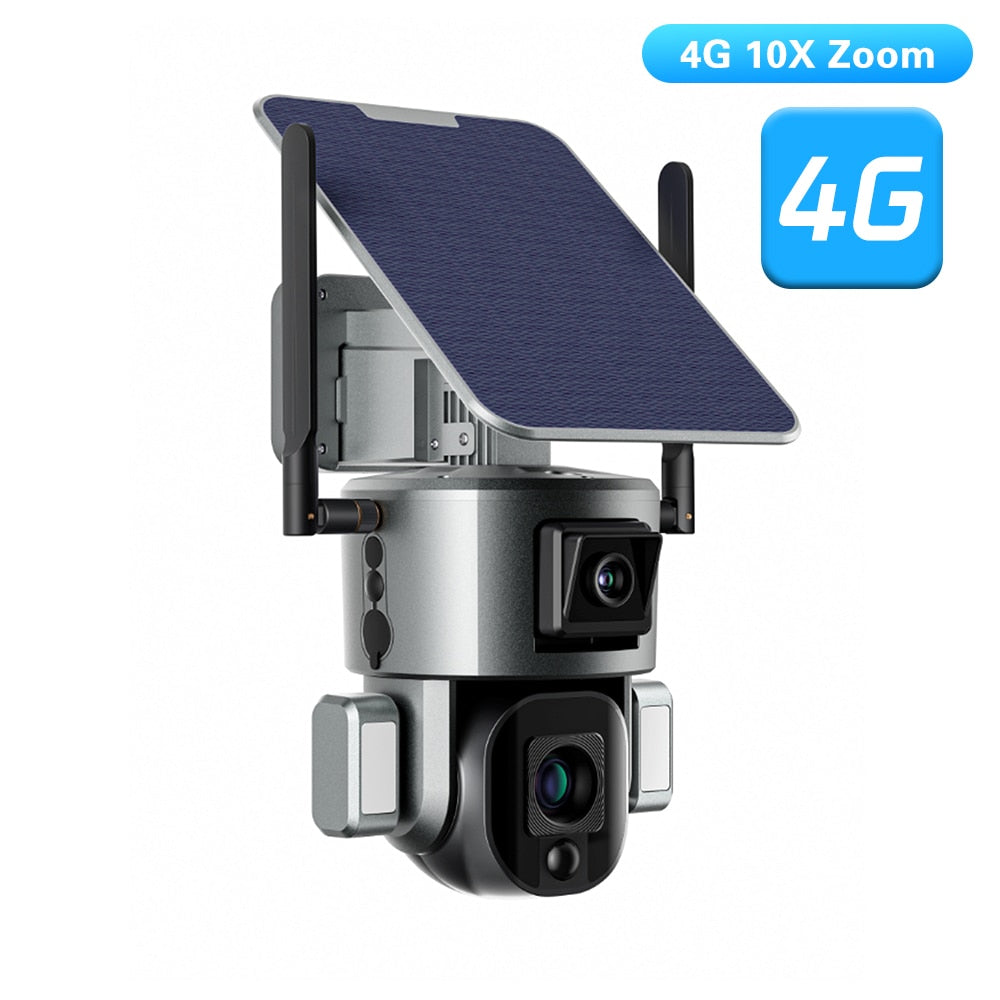 PEGATAH 8MP 4G Wireless Solar Camera - 4K WiFi Dual Lens 10X Solar Panel Human Detection PTZ Security Cam Waterproof ip Cameras