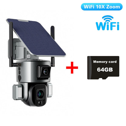 PEGATAH 8MP 4G Wireless Solar Camera - 4K WiFi Dual Lens 10X Solar Panel Human Detection PTZ Security Cam Waterproof ip Cameras