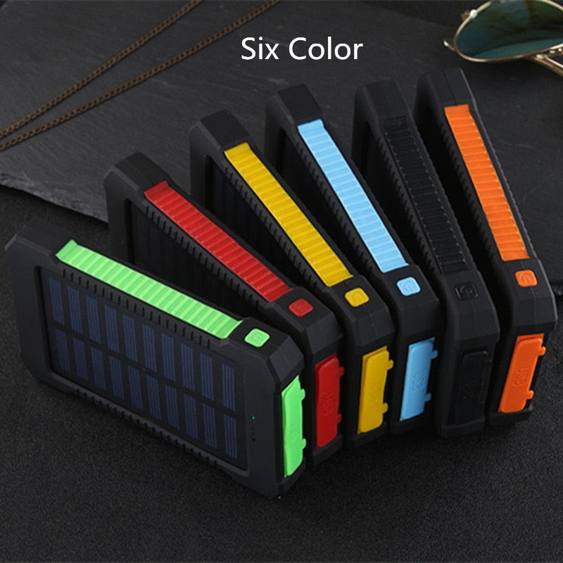 Solar Power Bank Waterproof 50000mAh Solar Charger USB Ports External Charger Powerbank for Xiaomi 5S Smartphone with LED Light
