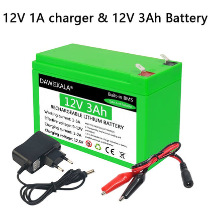12V Battery 18650 Battery Pack 18650 lithium battery recharable battery Solar storage Battery Electric lighting 12V 3A Charger