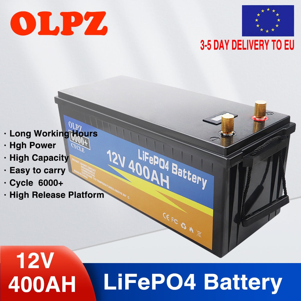 12V 400Ah 300Ah 250Ah 100AH LiFePO4 Lithium Iron Phosphate Battery Built-in BMS 6000+ Cycles For Campers Golf Cart Solar Storage