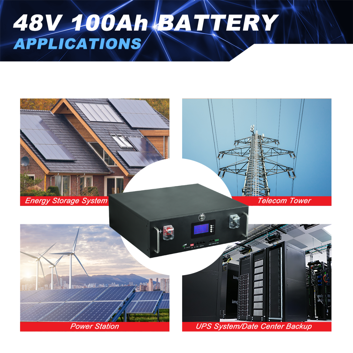 48V 100Ah 200Ah Lifepo4 Battery Pack 4S100A Built-in BMS Grade A Cells 6000 Cycle 32 Parallel 51.2V Lithium Ion Battery NO TAX