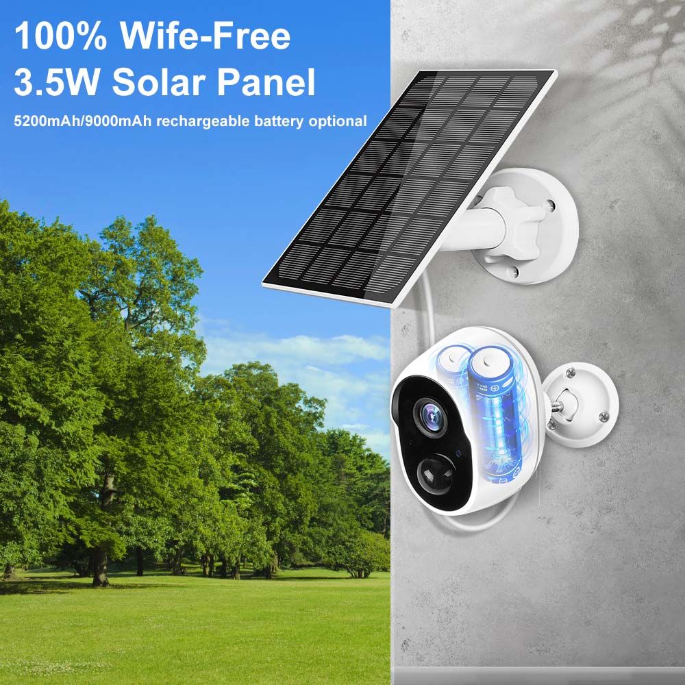 3MP Tuya Smart Life 5200/9000mAh Rechargeable Battery Solar Outdoor WIFI IP65 1080P Surveillance Security Siren Camera