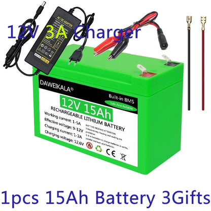 12V Battery 18650 Battery Pack 18650 lithium battery recharable battery Solar storage Battery Electric lighting 12V 3A Charger