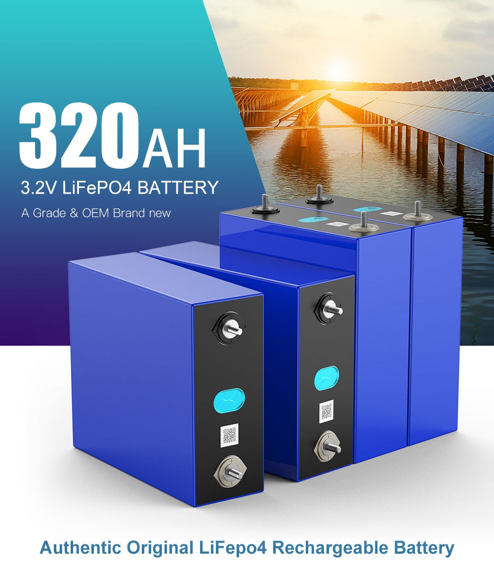 1PCS 3.2V 320Ah 310Ah Lifepo4 Battery Cell Lithium Iron Phosphate Solar RV Grade A DIY 12V 24V 48V RV Boat Home Energy