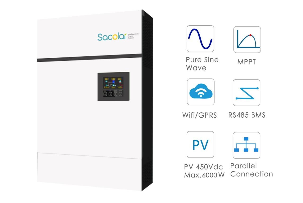3.5-5KW 230VAC 48VDC Solar Off-grid Inverter - Built-in Solar MPPT Controller Sine Wave Inverter 50/60HZ Can Work Without Battery