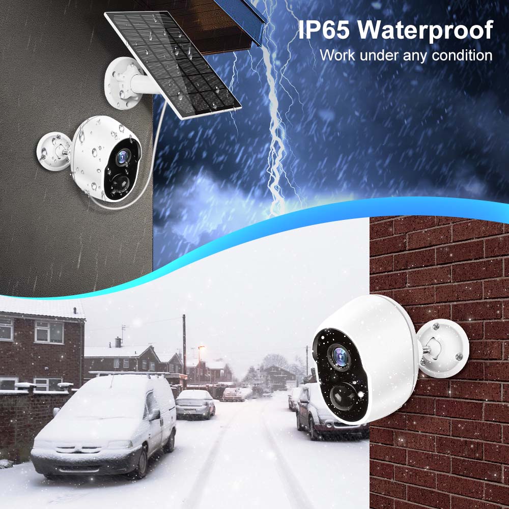 3MP Tuya Smart Life 5200/9000mAh Rechargeable Battery Solar Outdoor WIFI IP65 1080P Surveillance Security Siren Camera