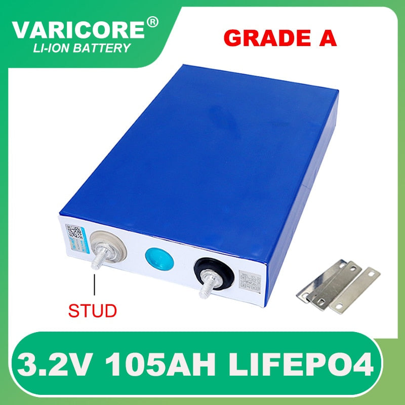3.2V 105Ah LiFePO4 battery Lithium iron phospha DIY 4s 12V 24V Motorcycle Electric Car Solar Inverter Boat Batteries Grade A