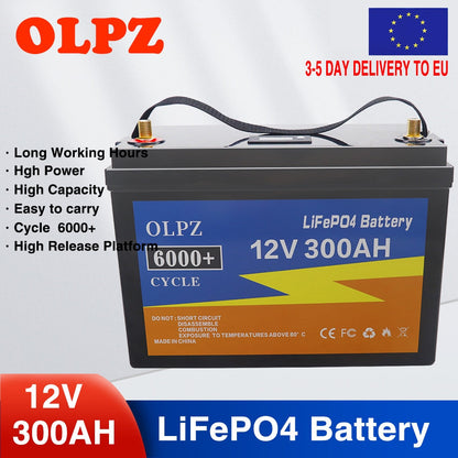 12V 400Ah 300Ah 250Ah 100AH LiFePO4 Lithium Iron Phosphate Battery Built-in BMS 6000+ Cycles For Campers Golf Cart Solar Storage