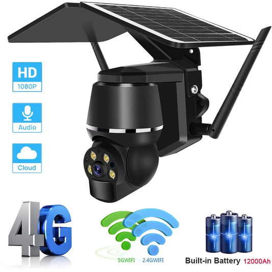 4G 5MP Outdoor Solar Panel Camara - Vigilancia WiFi Surveillance Camera Security Protection CCTV 360 PTZ Motion Detection Smart