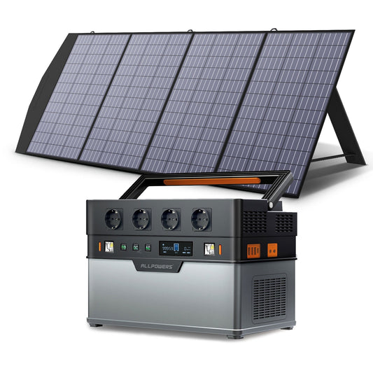 ALLPOWERS Portable solar Power Station 700W / 1500W Outdoor Generators. 110 / 230V Battery Backup With Mobile 200W Solarpanel