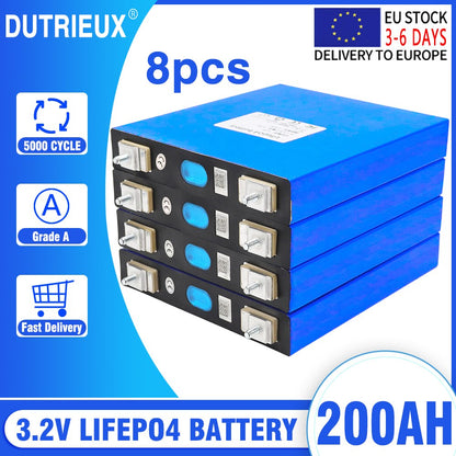 4/8pcs 3.2V 240Ah 200Ah 150Ah 100Ah LiFePO4 Lithium Iron Phosphate Battery Pack For 12V Solar Storage Cells EU 7 Days Delivery