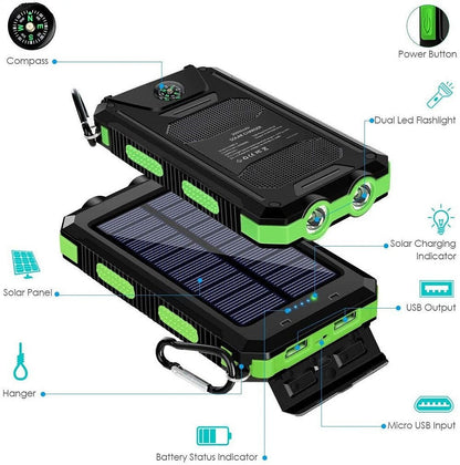 80000mAh Portable Solar Power Bank External Battery Charging Poverbank External Battery Charger LED Light for All Smartphones