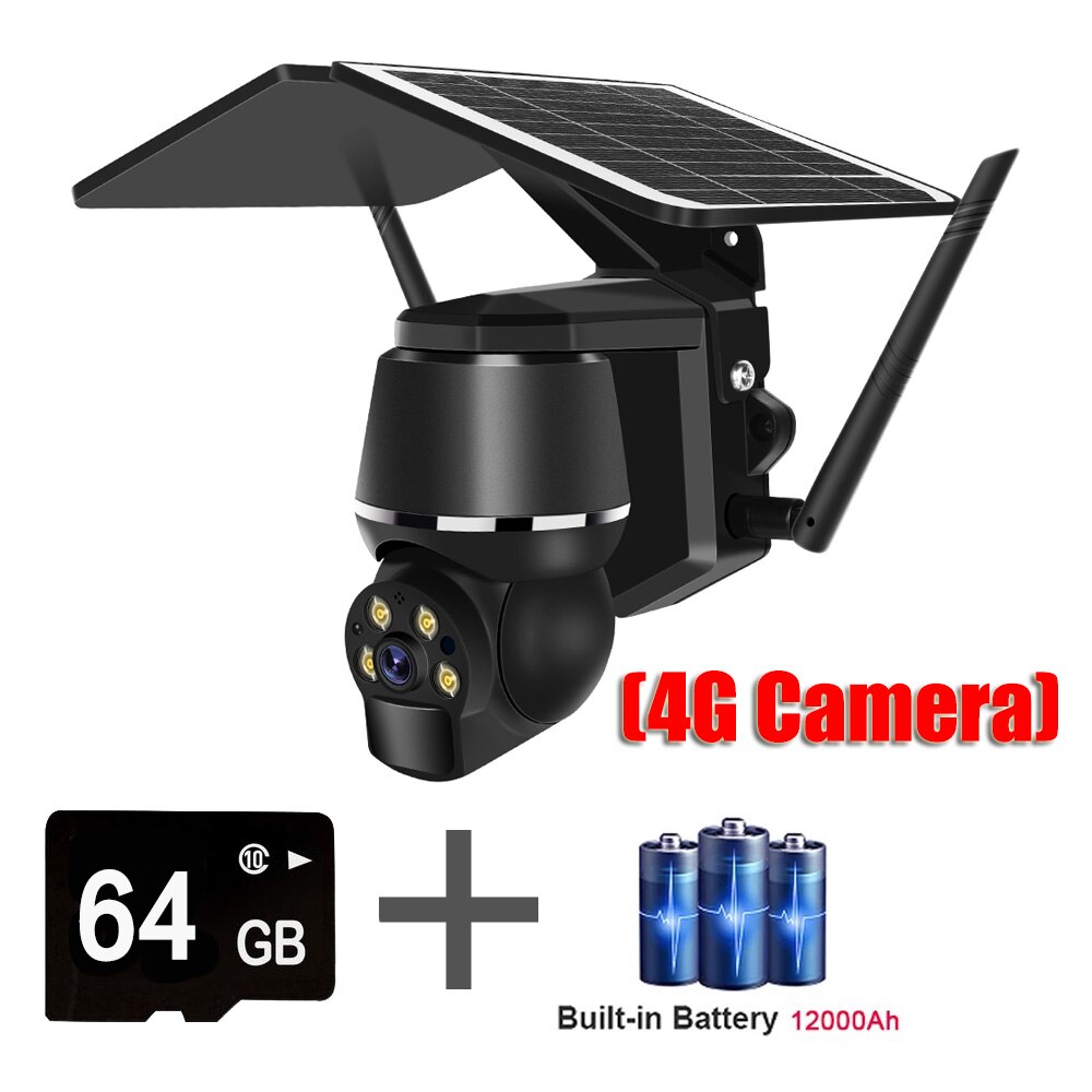 4G 5MP Outdoor Solar Panel Camara - Vigilancia WiFi Surveillance Camera Security Protection CCTV 360 PTZ Motion Detection Smart