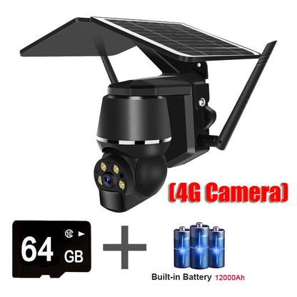 4G 5MP Outdoor Solar Panel Camara - Vigilancia WiFi Surveillance Camera Security Protection CCTV 360 PTZ Motion Detection Smart