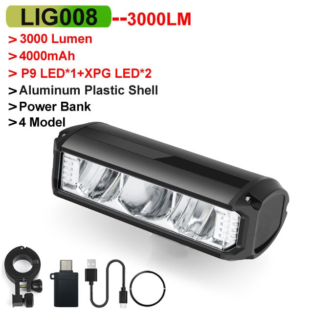 NEWBOLER EOS640 Bicycle Light - Front 6000Lumen Bike Light 8000mAh Waterproof Flashlight USB Charging MTB Road Cycling Lamp Accessories