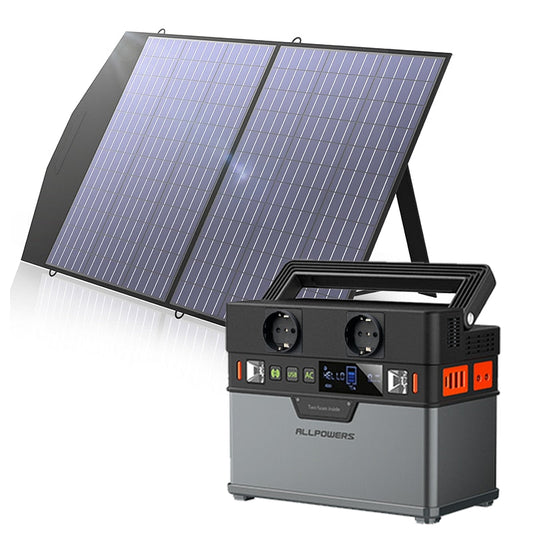 ALLPOWERS Solar Generator. 110V/220V Portable Power Station.Mobile Emergency Backup Power With 18V Foldable Solar Panel Charger