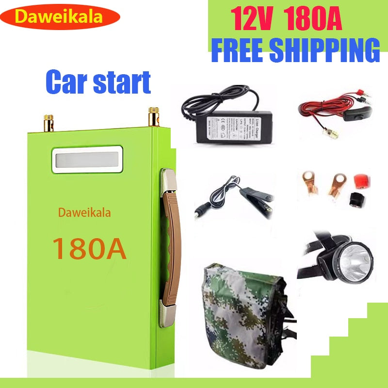 1Large capacity lithium battery 12V180AH portable power station solar generator battery DC outdoor camera emergency power supply