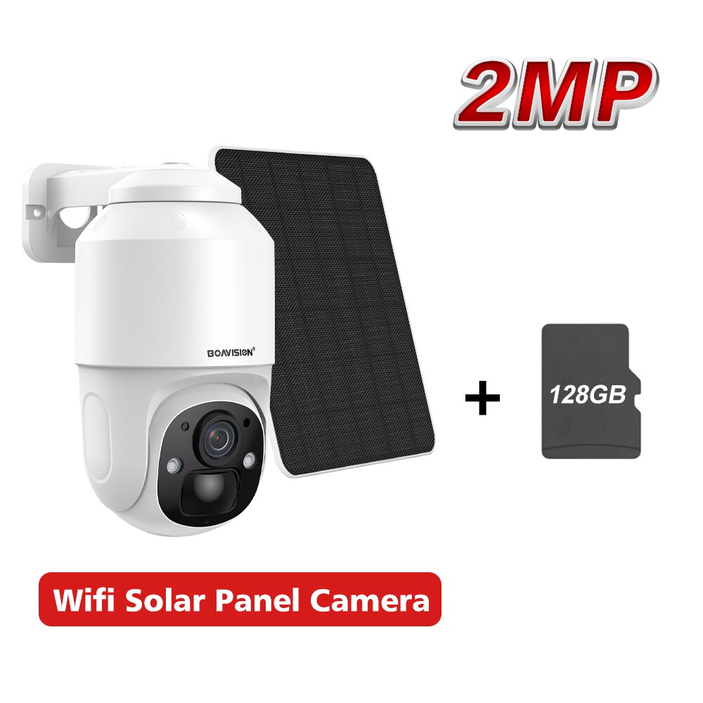 BOAVISION D4 Solar Camera - Wireless WIFI Solar Panel Outdoor 2MP 4MP PIR Human Detection Built-in 9000mah Rechargeble Battery Security Camera
