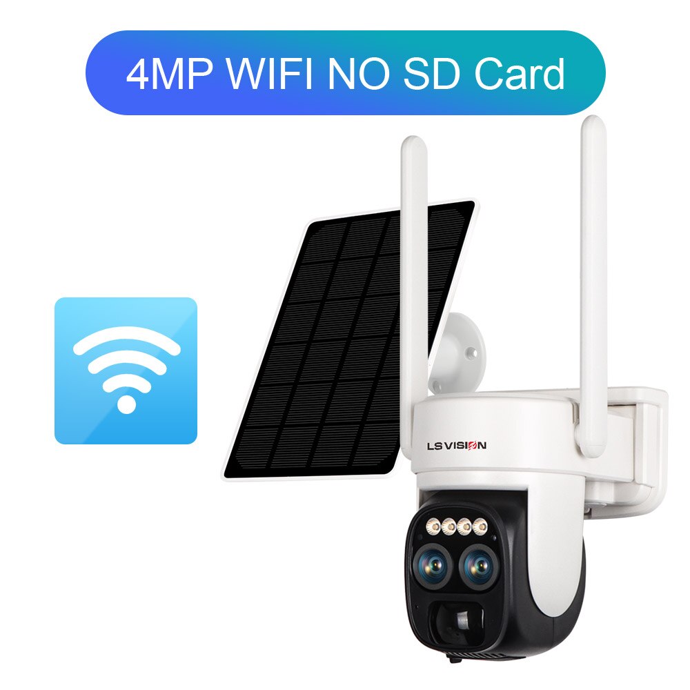 LS VISION LS-CS1 Solar Camera - 2K Dual Lens WIFI Outdoor 10X Optical Zoom Two-way Audio Color Night Vision Bulit-in Battery Security Cam