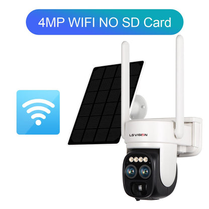 LS VISION LS-CS1 Solar Camera - 2K Dual Lens WIFI Outdoor 10X Optical Zoom Two-way Audio Color Night Vision Bulit-in Battery Security Cam