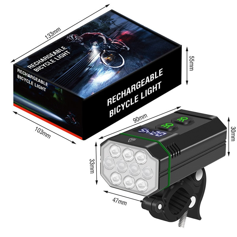 2023 new 10 lamps 2000 lumens super bright bicycle light - bicycle headlight Mountain bike riding equipment