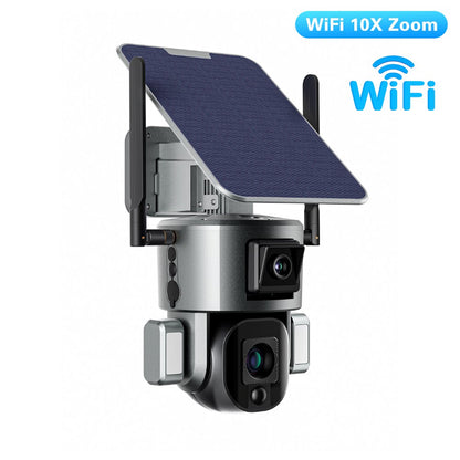PEGATAH 8MP 4G Wireless Solar Camera - 4K WiFi Dual Lens 10X Solar Panel Human Detection PTZ Security Cam Waterproof ip Cameras