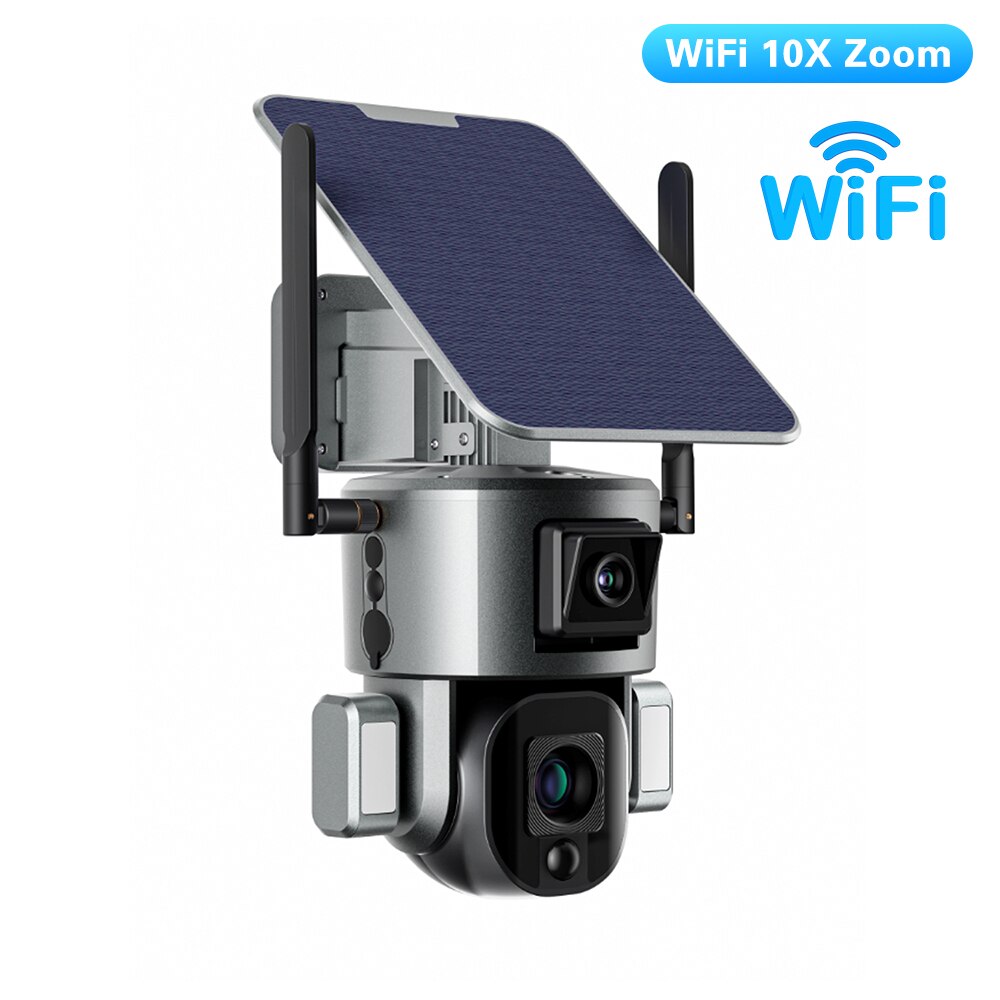 PEGATAH 8MP 4G Wireless Solar Camera - 4K WiFi Dual Lens 10X Solar Panel Human Detection PTZ Security Cam Waterproof ip Cameras