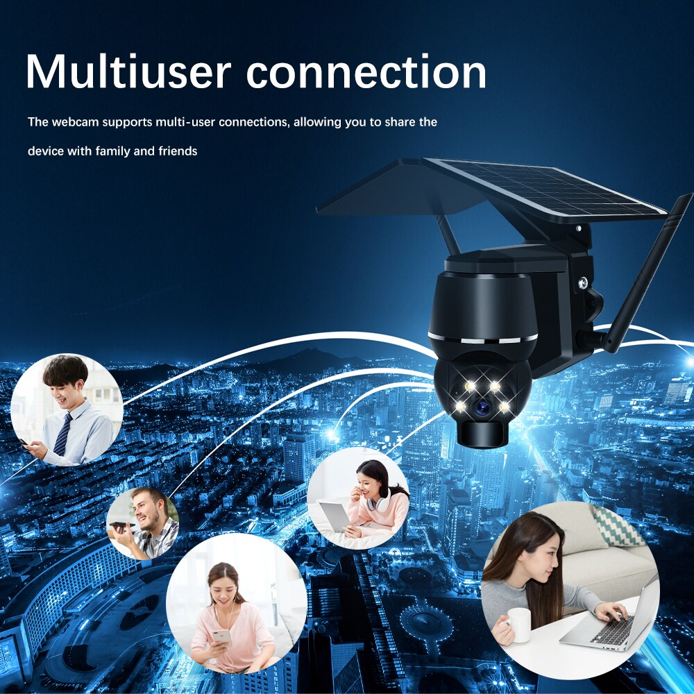 4G 5MP Outdoor Solar Panel Camara - Vigilancia WiFi Surveillance Camera Security Protection CCTV 360 PTZ Motion Detection Smart