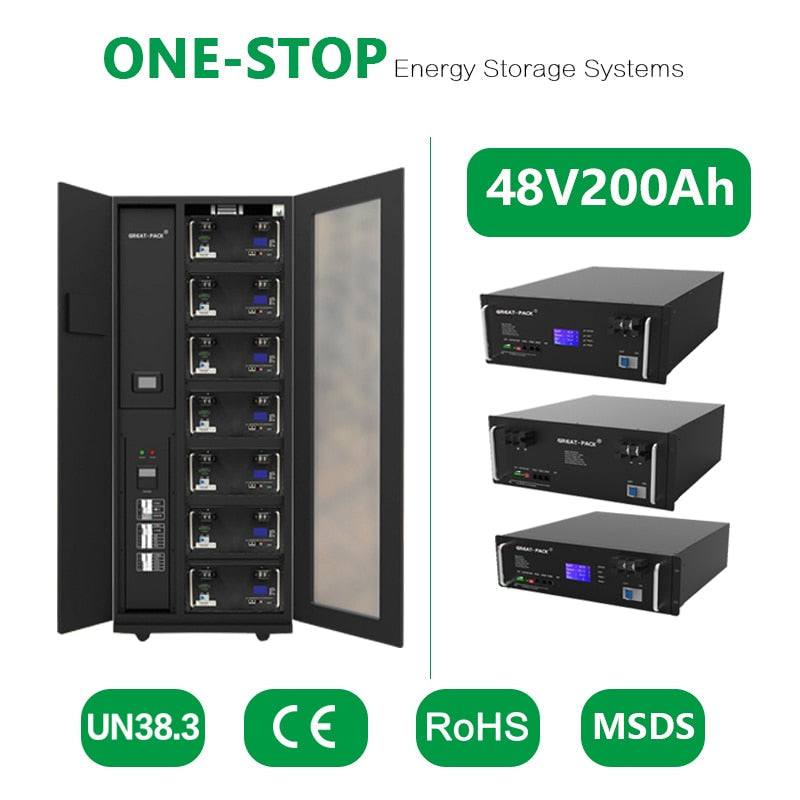 Great Pack 48V 200Ah LiFepo4 Household Power Energy Storage 10KWH Battery Long Service Life Solar UPS System